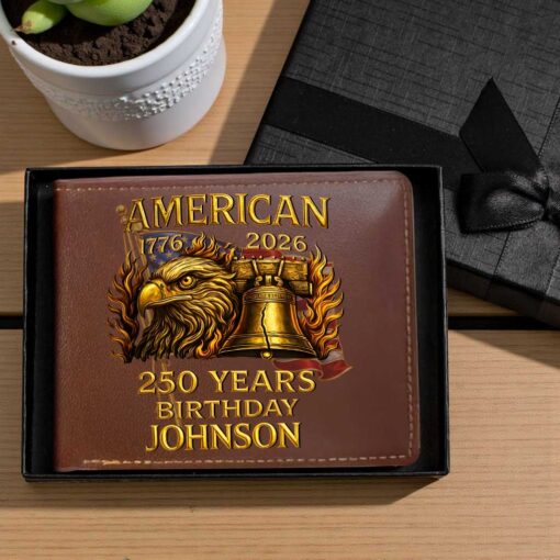 Alternative view of Personalized America 250th Anniversary Leather Wallet-THK122384