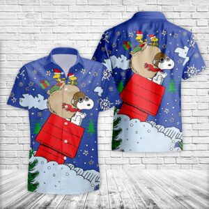 Snoopy And Woodstock In Red Baron Gear Christmas Hawaiian Shirt