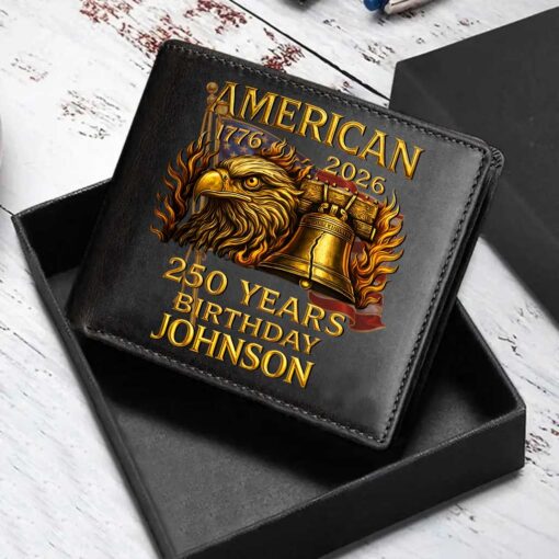 Personalized America 250th Anniversary Leather Wallet-THK122384