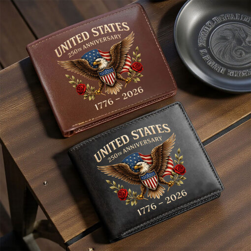 Alternative view of Personalized America 250th Anniversary Leather Wallet-THK122357