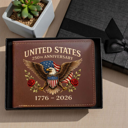 Personalized America 250th Anniversary Leather Wallet-THK122357