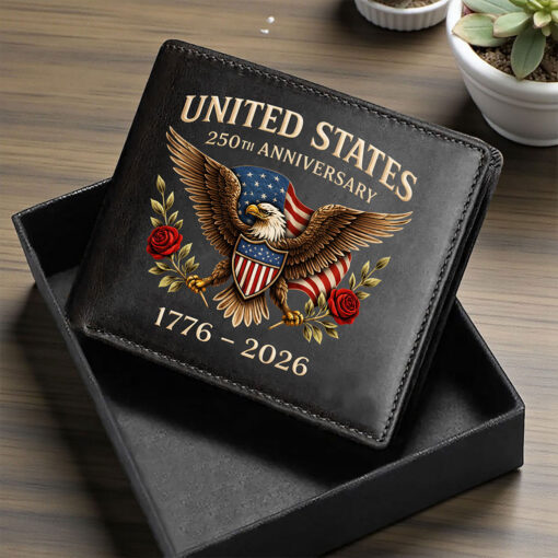 Personalized America 250th Anniversary Leather Wallet-THK122357 - Image 3