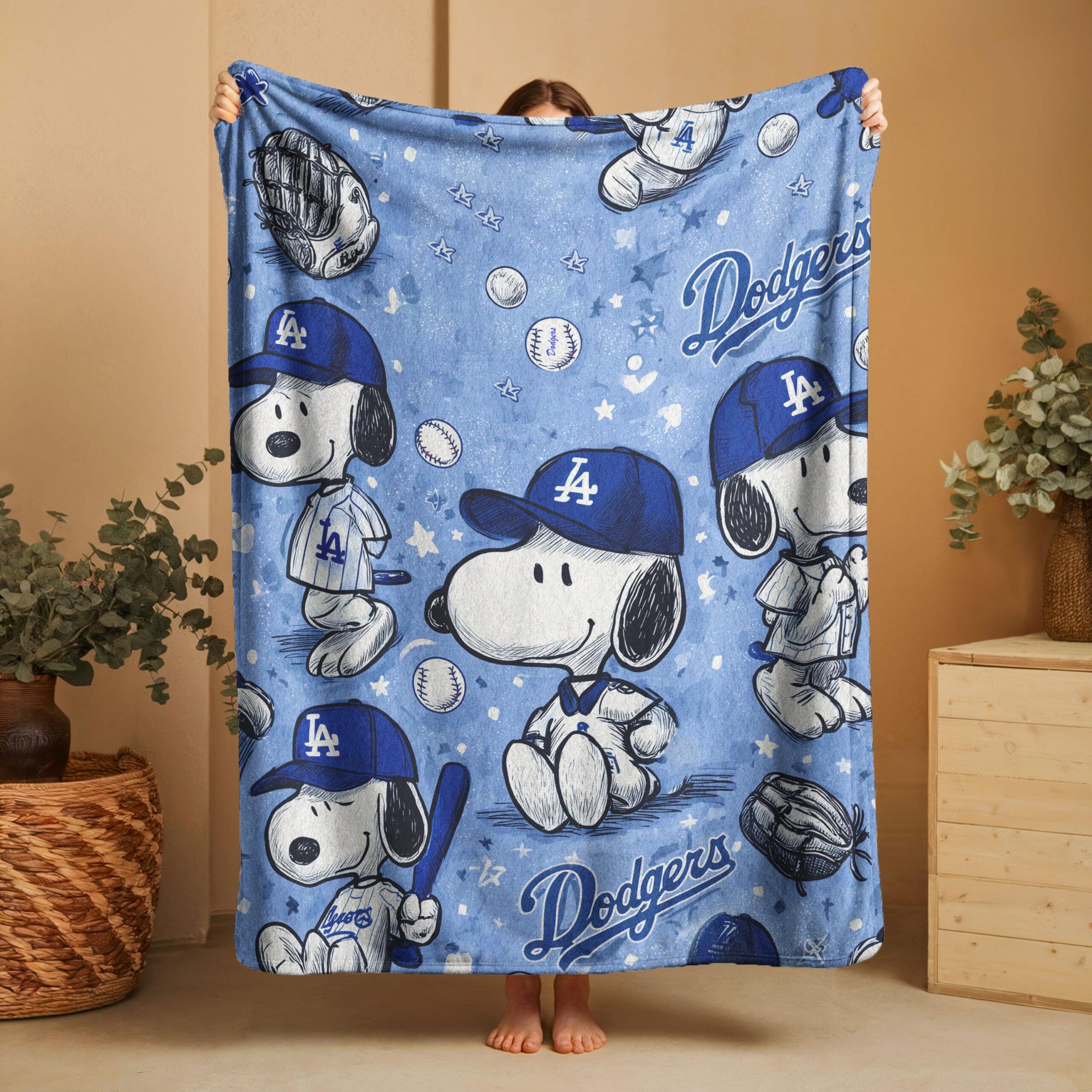 Snoopy Dodgers Fan Quilt Bedding Set