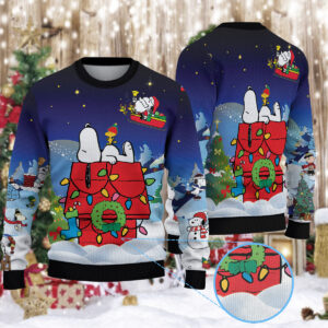 Snoopy In Red Baron Gear Christmas Knitted Sweater