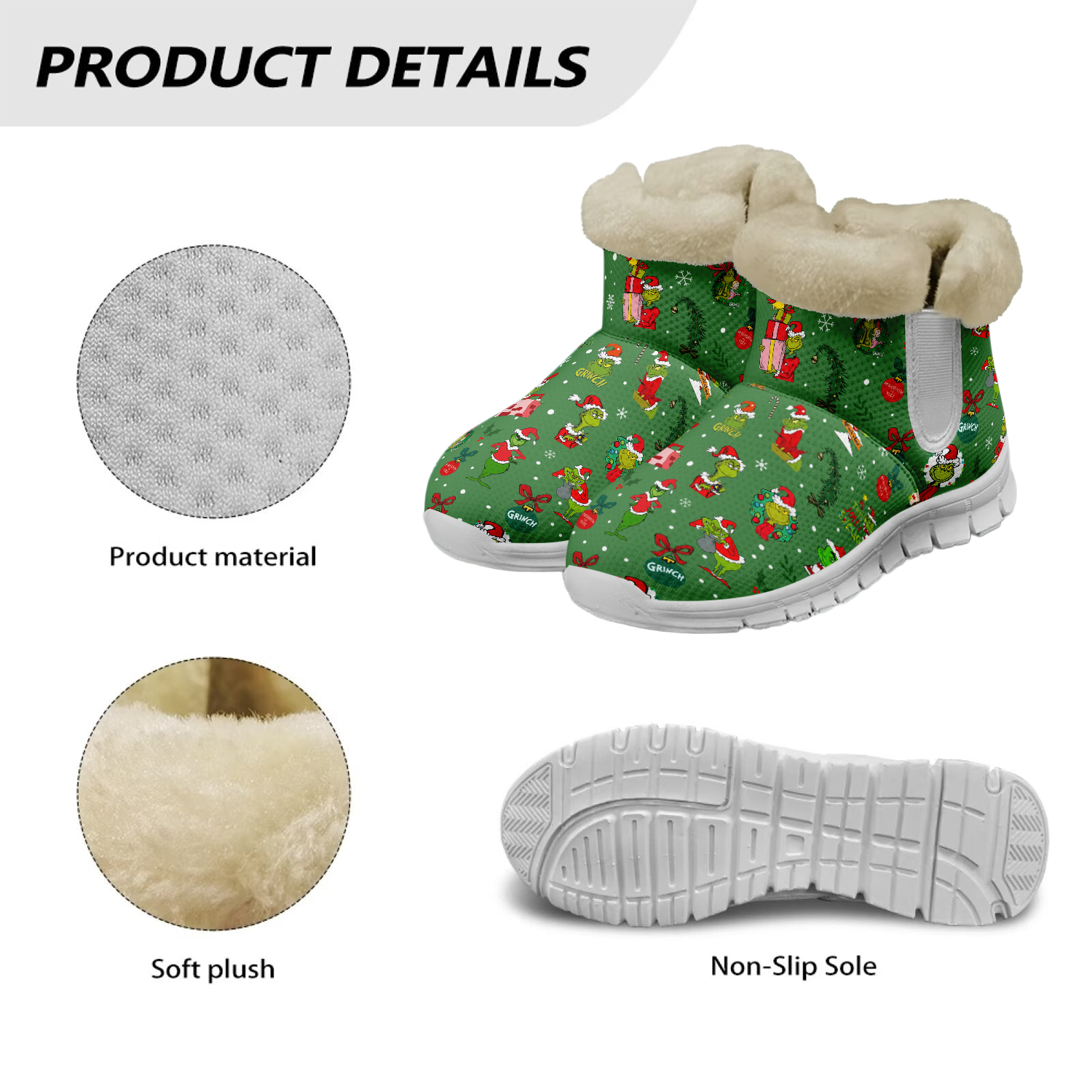The Grinch Christmas Snow Boots Shoes - THK117966 - Image 5