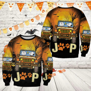 Charlie Brown And Snoopy In Jeep Halloween Unisex Sweatshirt