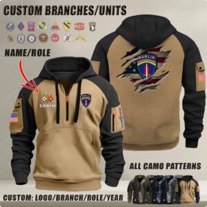 Alternative view of Personalized US Military Halfzip Hoodie-THK119013