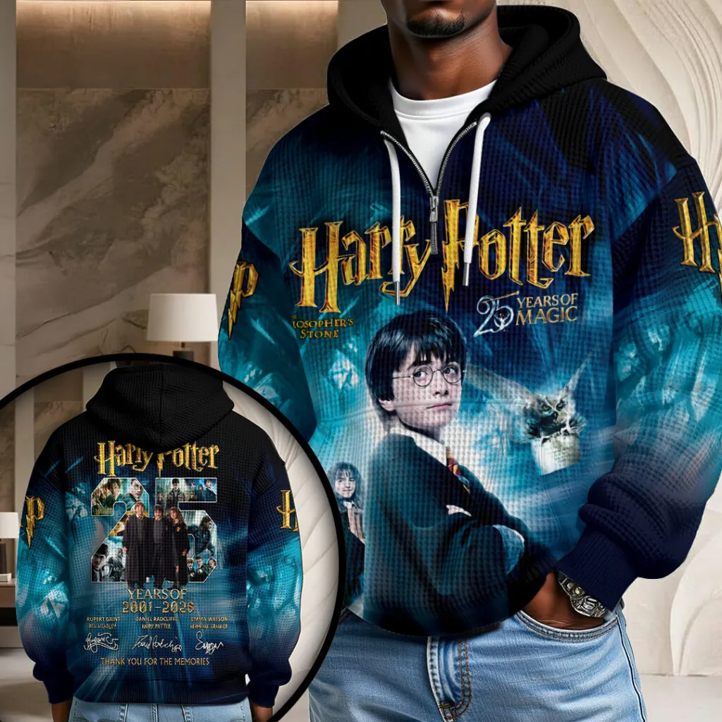Harry Potter 25th Anniversary 3D Unisex Waffle Hoodie - Image 2