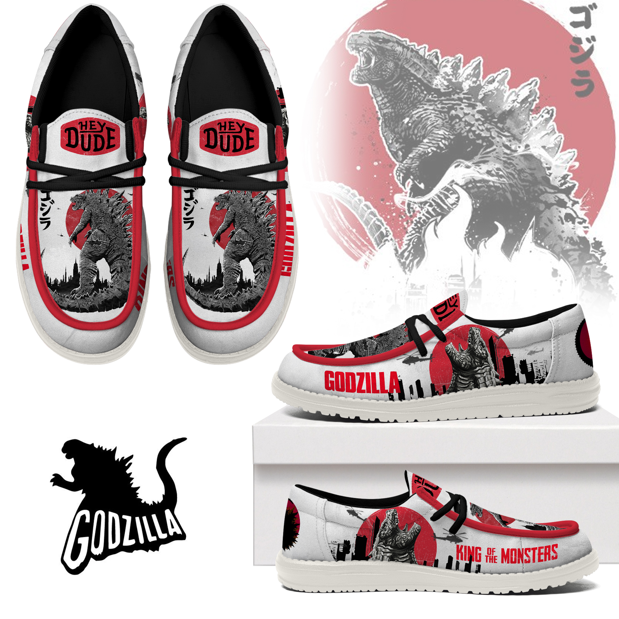 Personalized Godzilla Hey Dude Shoes