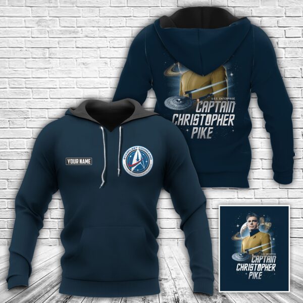 Alternative view of Personalized Star Trek Captain Christopher Pike USS Enterprise 3D Apparel