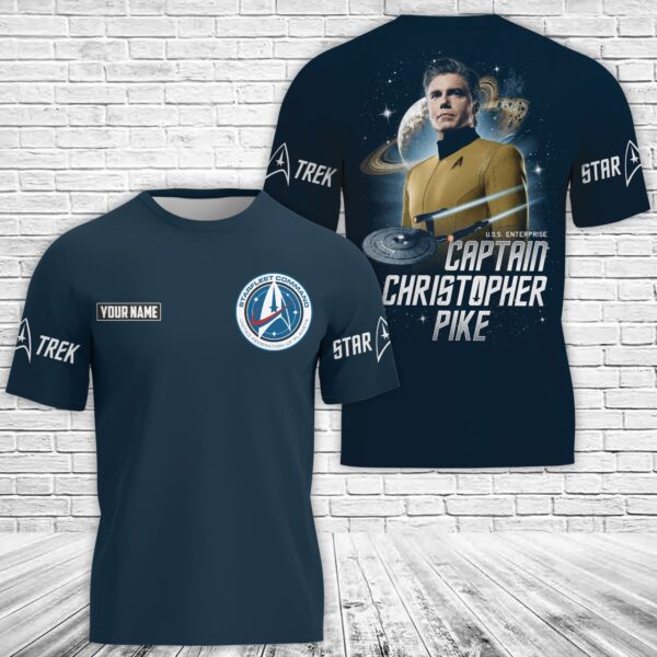 Personalized Star Trek Captain Christopher Pike USS Enterprise 3D Apparel