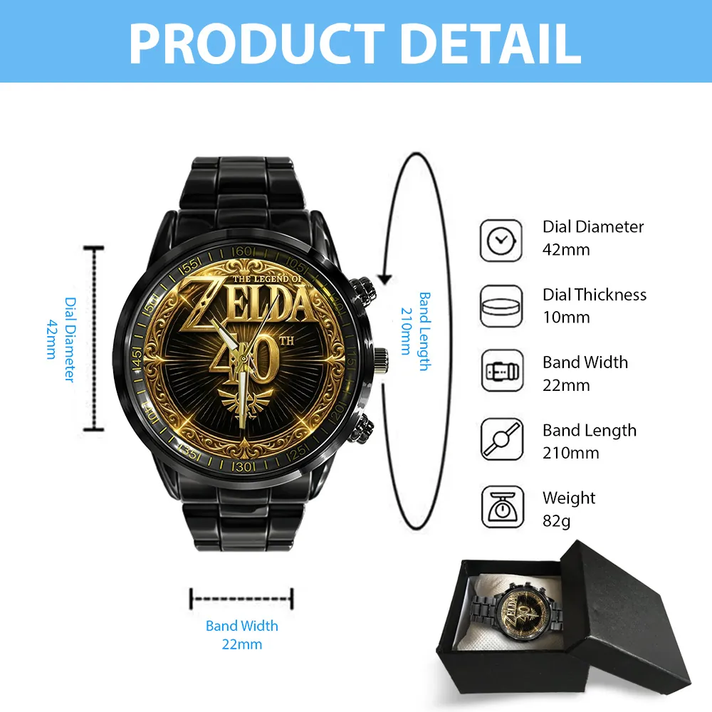 The Legend of Zelda 40th Anniversary Black Stainless Steel Watch - Image 5