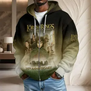 Alternative view of The Lord of the Rings 25th Anniversary 2026 Waffle Half Zip Hoodie-THK120098