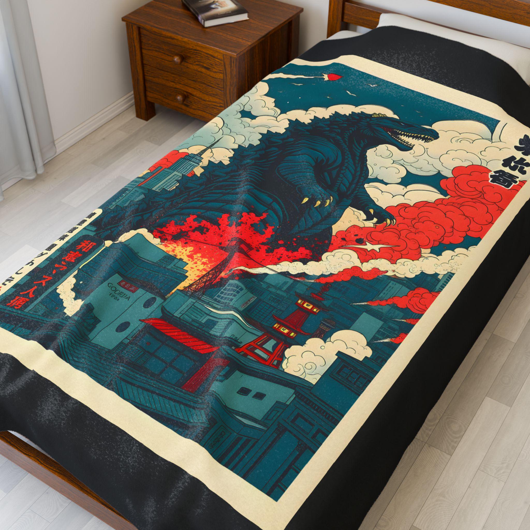 Retro Godzilla Quilt Blanket - Image 3
