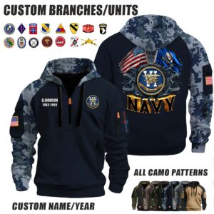 Alternative view of Personalized US Military Halfzip Hoodie