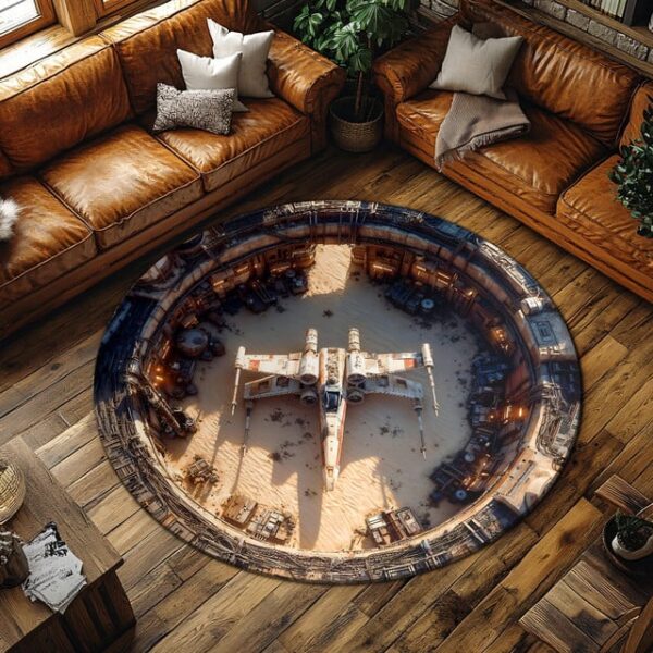 Alternative view of X-Wing Hangar Bay Round Rug
