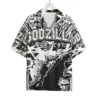 Button Down Shirt Godzilla Rayon Hawaiian