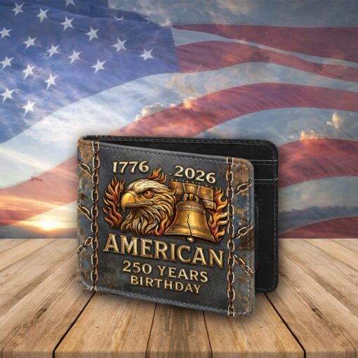 Personalized America 250th Anniversary Leather Wallet-THK122390