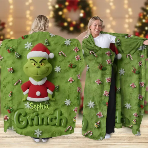 Personalized Merry Grinchmas Wearable Blanket