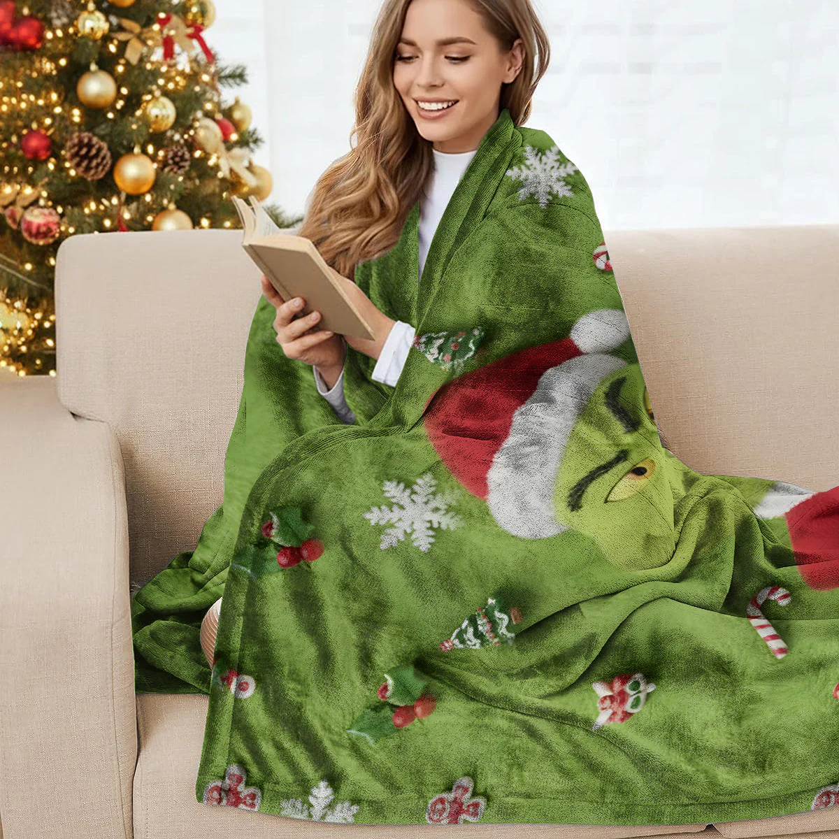 Personalized Merry Grinchmas Wearable Blanket - Image 7