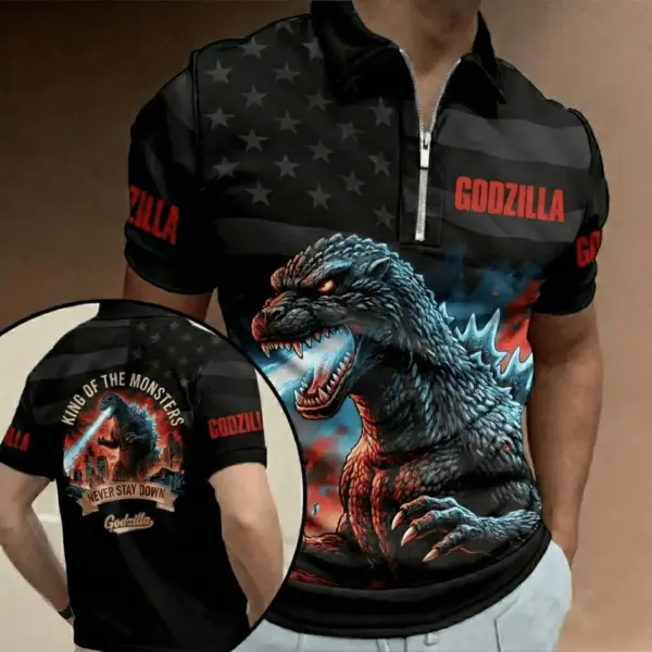 Godzilla King Of Monsters 3D Zip Polo