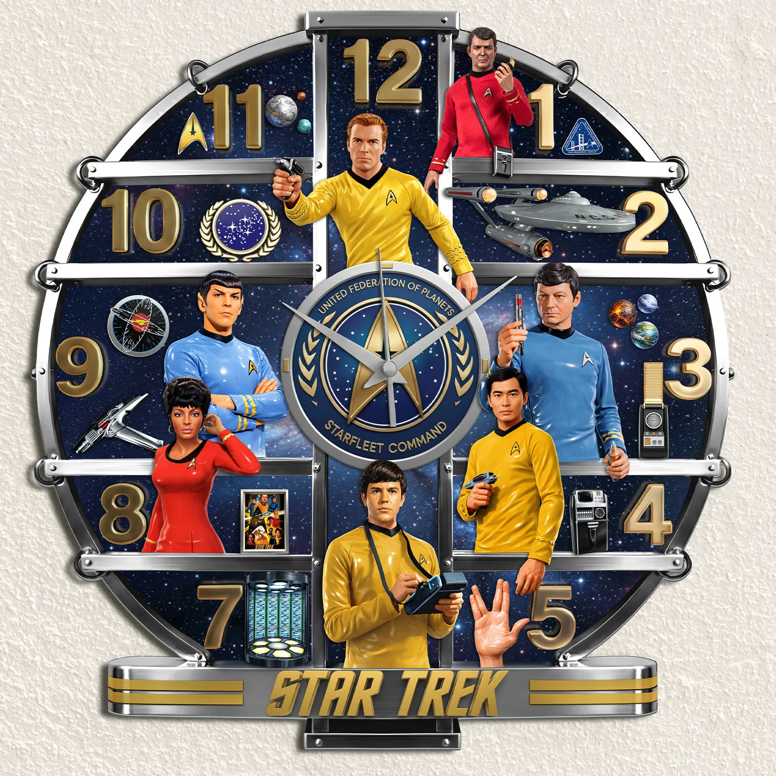 Star Trek Iconic Crew 3D Visual Effect Acrylic Wall Clock - Image 3