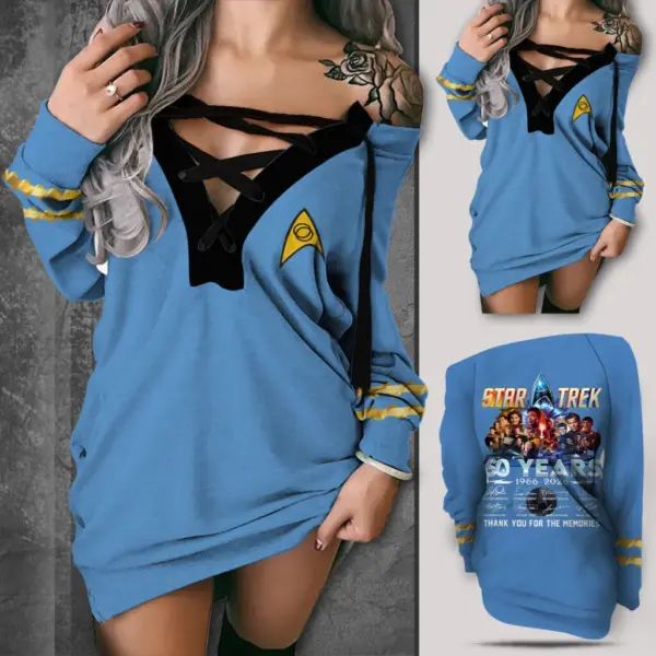 Alternative view of Star Trek 60th Anniversary 2026 3D Women’s Lace-Up Sweatshirt
