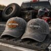 Washed Grey Harley Bar and Shield Style Embroidery Cap