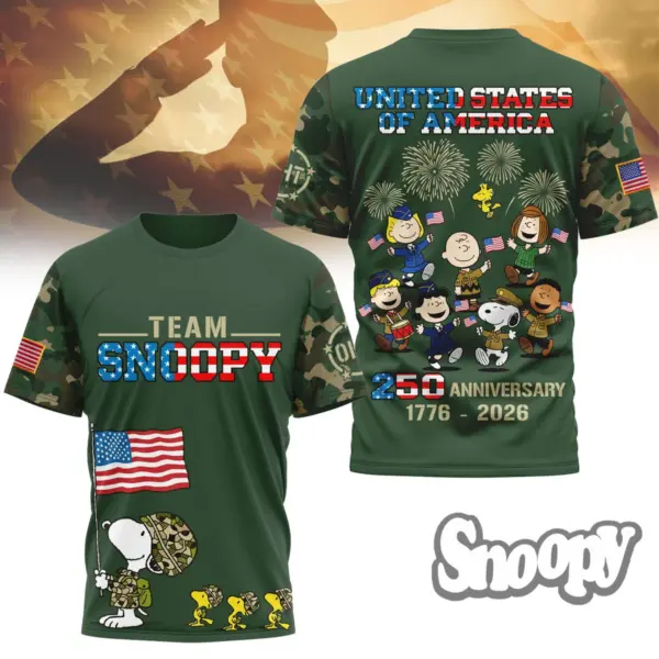Premium Snoopy 250 Years Of America 3D Shirt