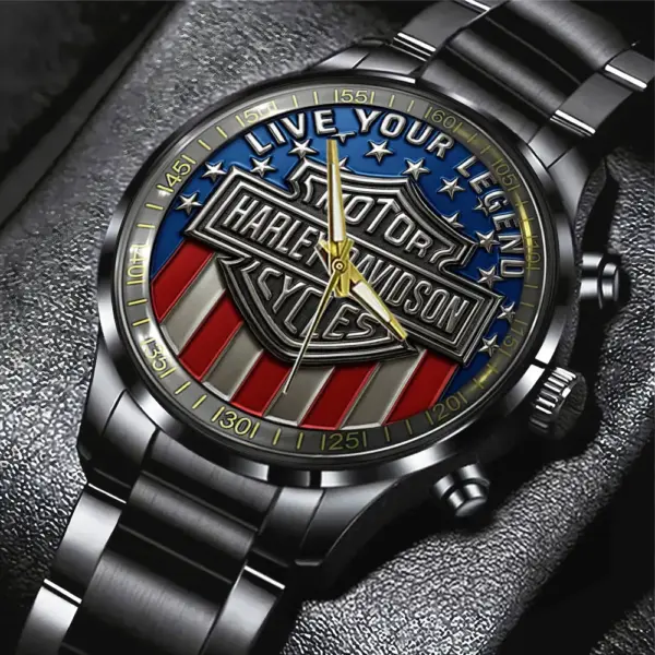 Harley Davidson Black Stainless Steel Watch-THK125695