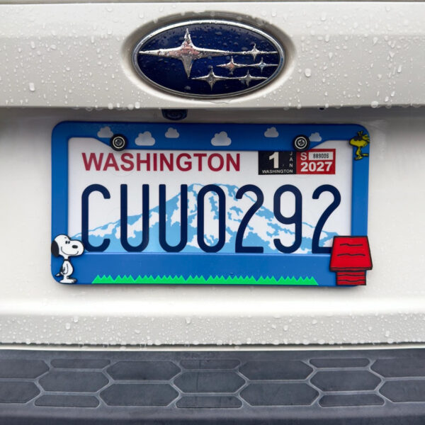 Snoopy Aluminum License Plate Frame