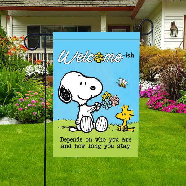 Funny Welcome-ish Snoopy Double Sided Garden Flag