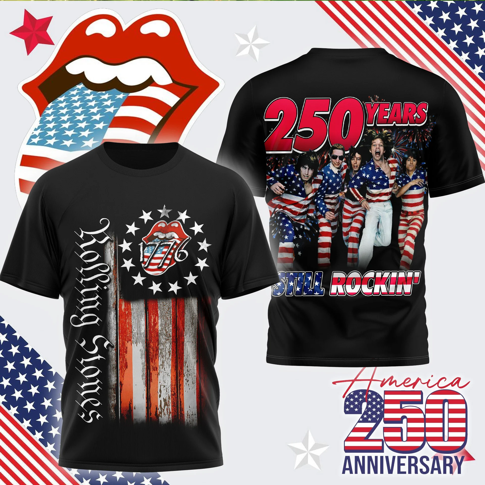 The Rolling Stones 250th Years Of America 3D Apparel
