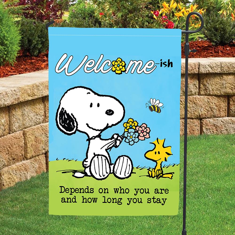 Funny Welcome-ish Snoopy Double Sided Garden Flag - Image 2