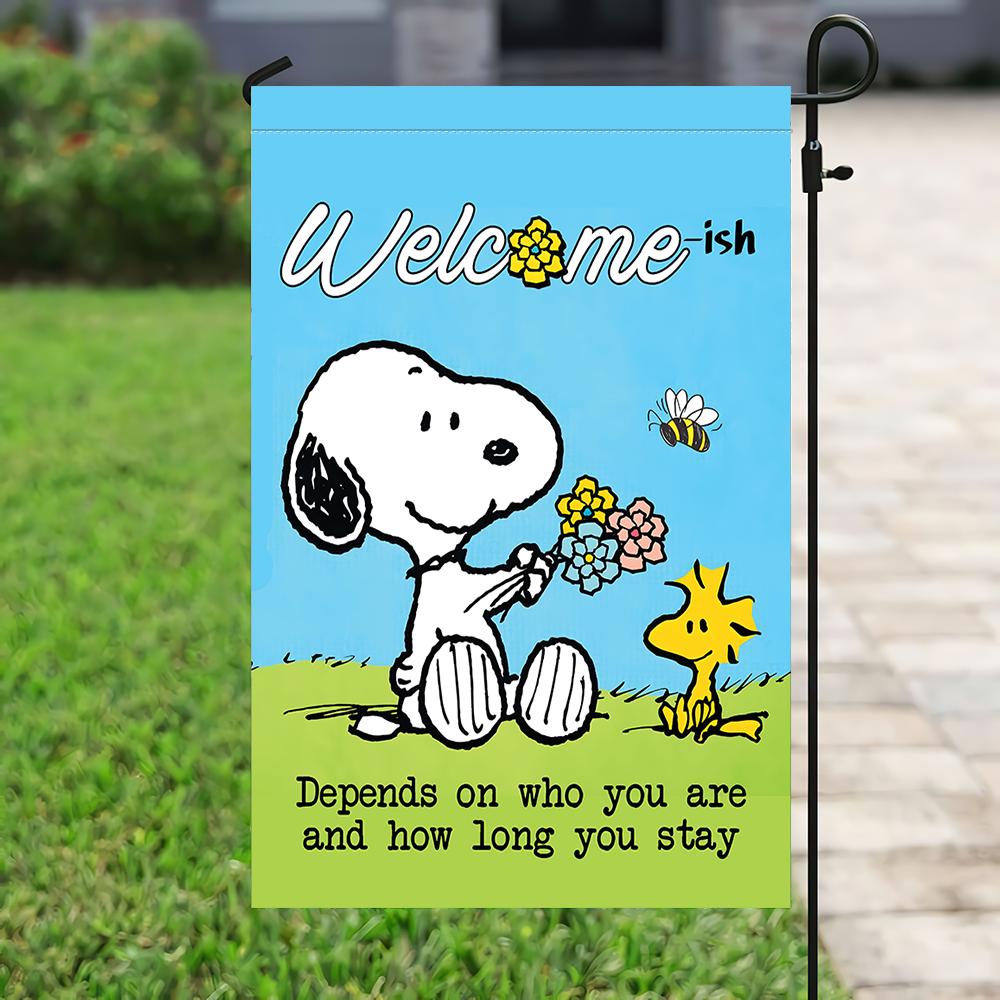 Funny Welcome-ish Snoopy Double Sided Garden Flag - Image 3