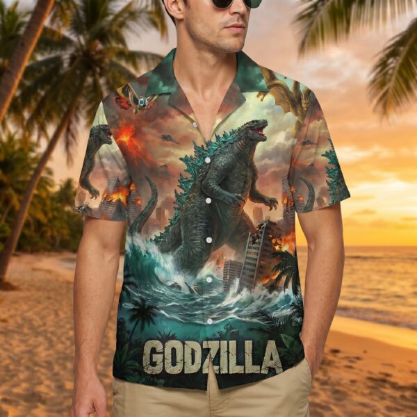 Alternative view of Godzilla Hawaiian Shirt - TH127524