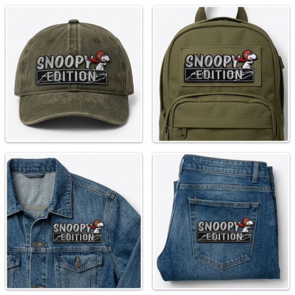 Alternative view of Snoopy In Red Baron Embroidered Iron-On Patch