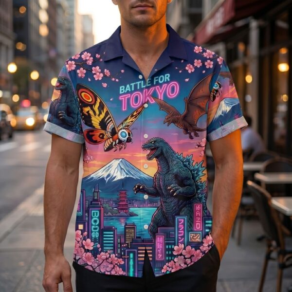 Alternative view of Godzilla Hawaiian Shirt - THK127074