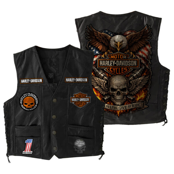 Harley Davidson Sleeveless Leather Jacket - Premium Comfort - THK126079