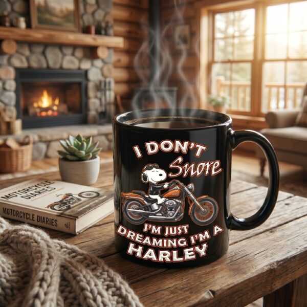 Alternative view of I Don't Snore I'm just Dreaming I'm a Harley Mug