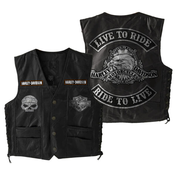 Harley Davidson Sleeveless Leather Jacket - Premium Comfort - THK126059