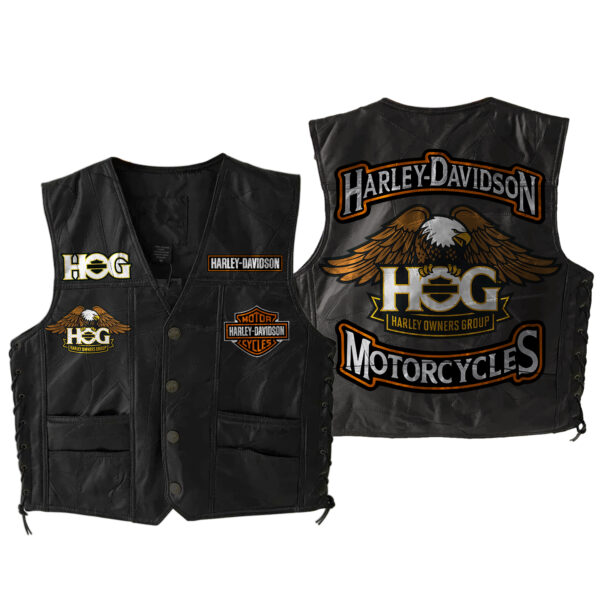 Harley Davidson Sleeveless Leather Jacket - Premium Comfort - THK126078
