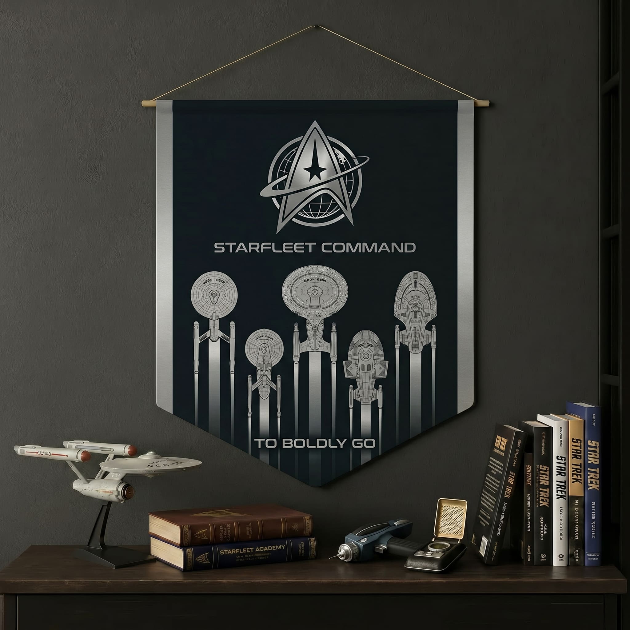 Star Trek "To Boldly Go" Sleek Carbon & Silver Wall Banner
