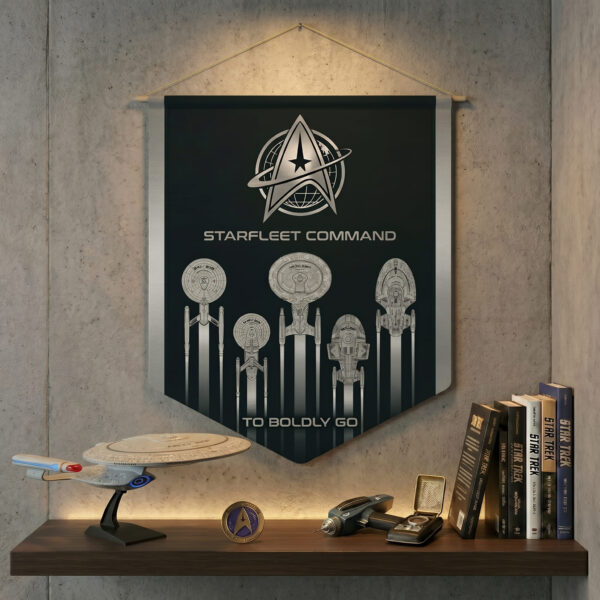 Alternative view of Star Trek "To Boldly Go" Sleek Carbon & Silver Wall Banner