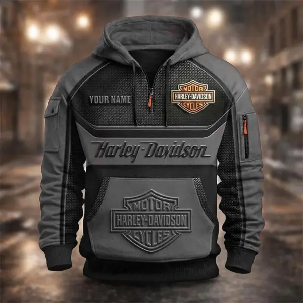 Alternative view of Personalized Harley-Davidson 3D Half-zip Hoodie