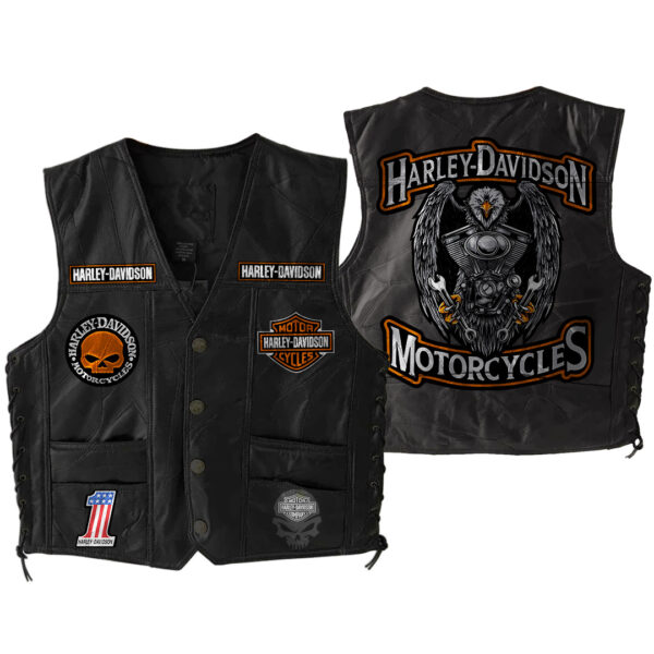 Harley Davidson Sleeveless Leather Jacket - Premium Comfort - THK126077