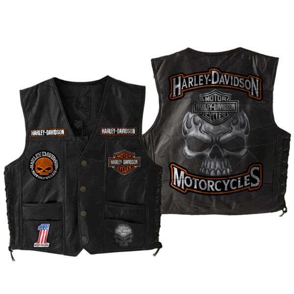 Harley Davidson Sleeveless Leather Jacket - Premium Comfort - THK126068