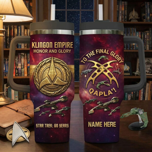 Alternative view of Personalized Star Trek Klingon Empire 60th Anniversary 40oz Stanley Tumbler