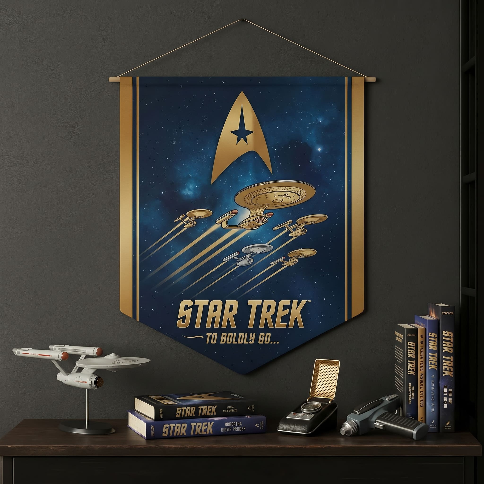 Star Trek "To Boldly Go" Starship Fleet Wall Banner