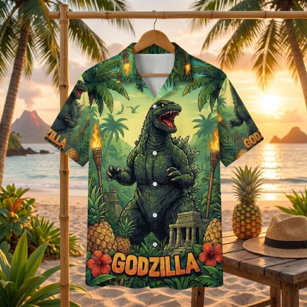 Alternative view of Godzilla Hawaiian Shirt - THK127005